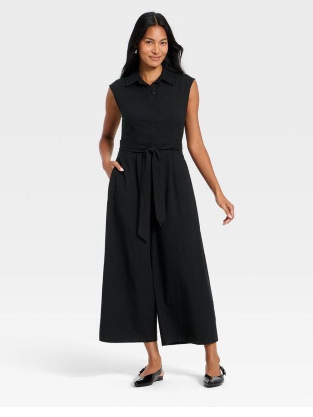 A New Day - Women's Belted Sleeveless Jumpsuit - Size S, Black